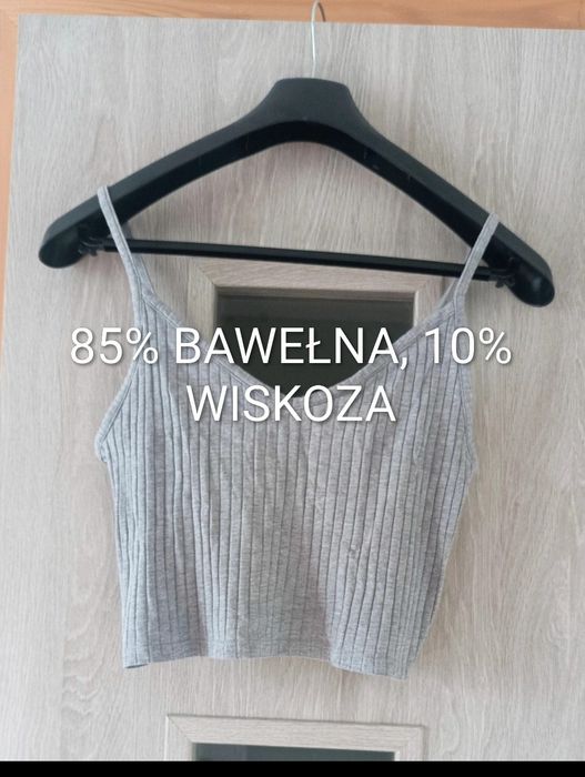 Szary prążkowany crop top H & M Divided/ Roz M/ Bawełna/ Wiskoza