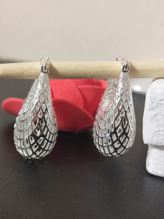 Piękne kolczyki ażurowe koszyczki 3D nowe S925