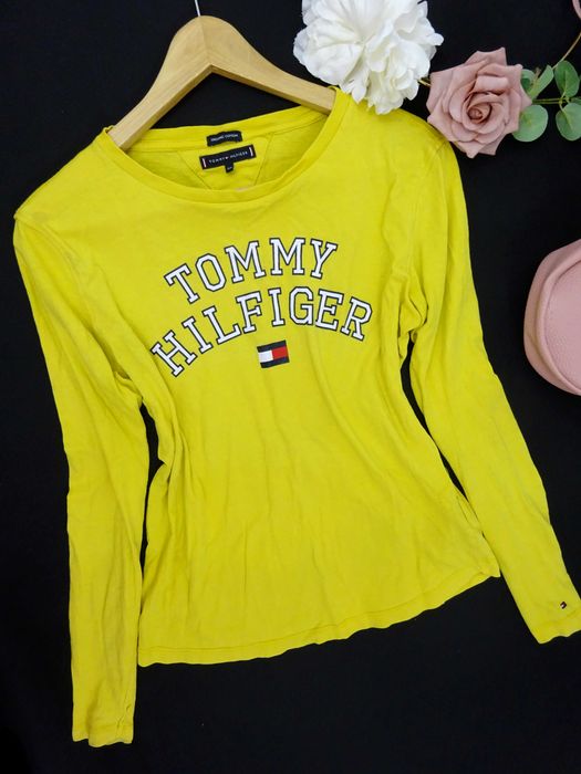 D bluzka damska Tommy Hilfiger koszulka bawełna długi rękaw napis M 38