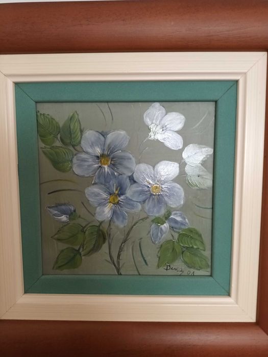 Azulejos pintados  à mão com moldura em madeira