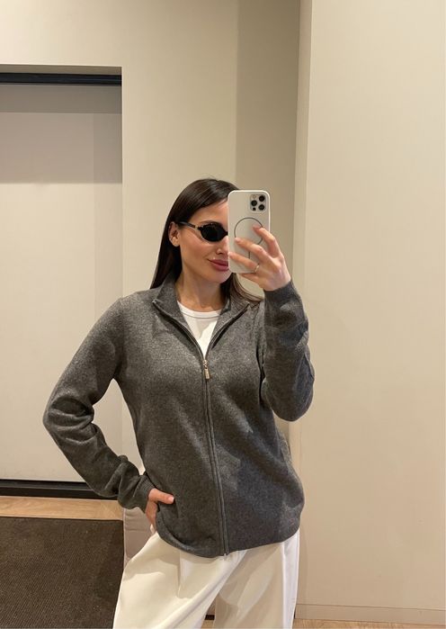 100 % кашемір люкс бренд M/One сірий кардиган на блискавці стиль cos