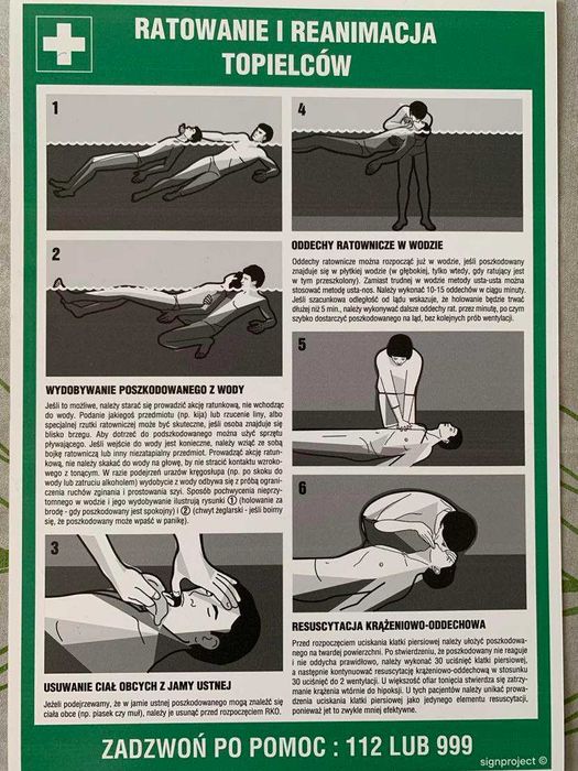 Tablica BHP Ratowanie i Reanimacja Topielców