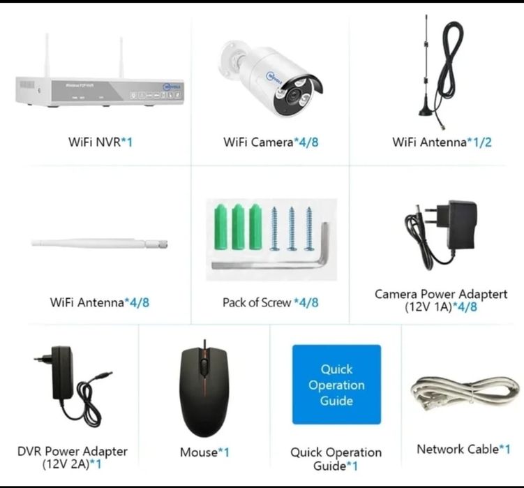 Kit video-vigilância 8 câmaras CCTV Wi-Fi + Box 1080HD NOVO