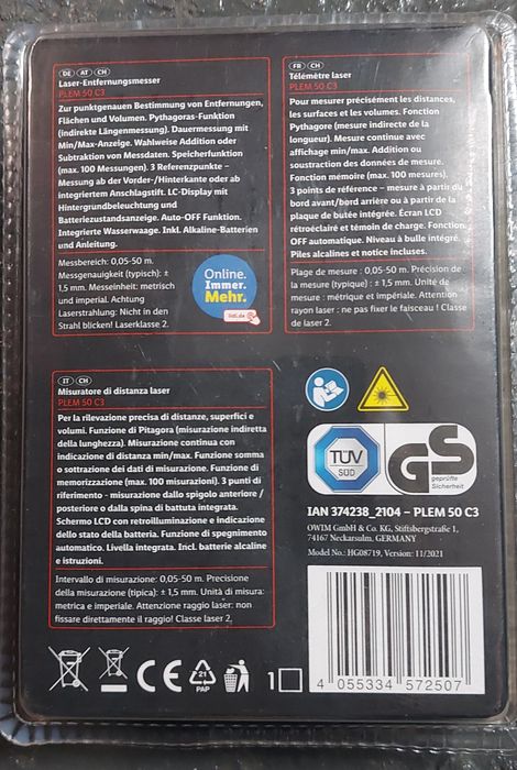 PARKSIDE Dalmierz laserowy PLEM 50 C 3