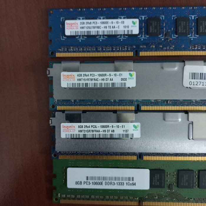 Серверна память різних об'ємів та виробників DDR3 (2,4,8Gb)