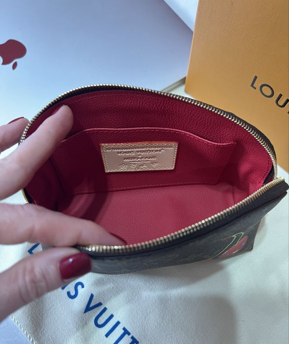 Косметичка вишни LV Louis Vuitton Murakami Pouch PM чип NFC