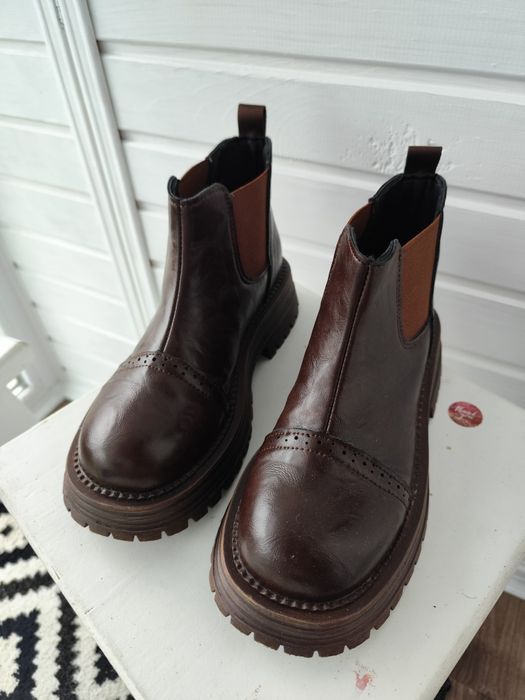 жіночі коричневі демісезонні черевики Челсі 24.5 см 38 розмір