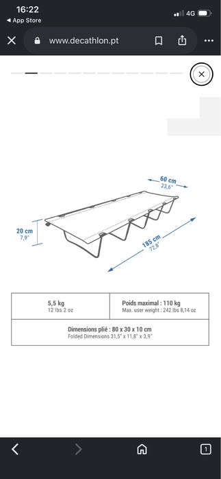 Campismo QUECHUA Cama de Campismo CAMP BED BASIC 60 CM - 1 pessoa