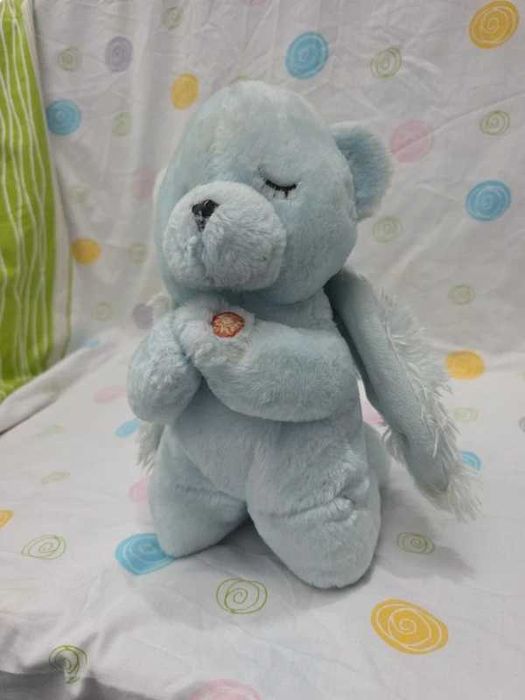 peluche anjo urso / ursinho azul que ora a deus cristão
