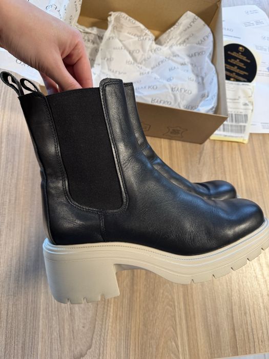 Buty botki Ryłko skórzane na platformie na obcasie RKO