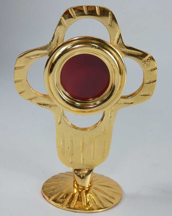 RELIKWIARZ mosiądz 15,5 cm krzyż