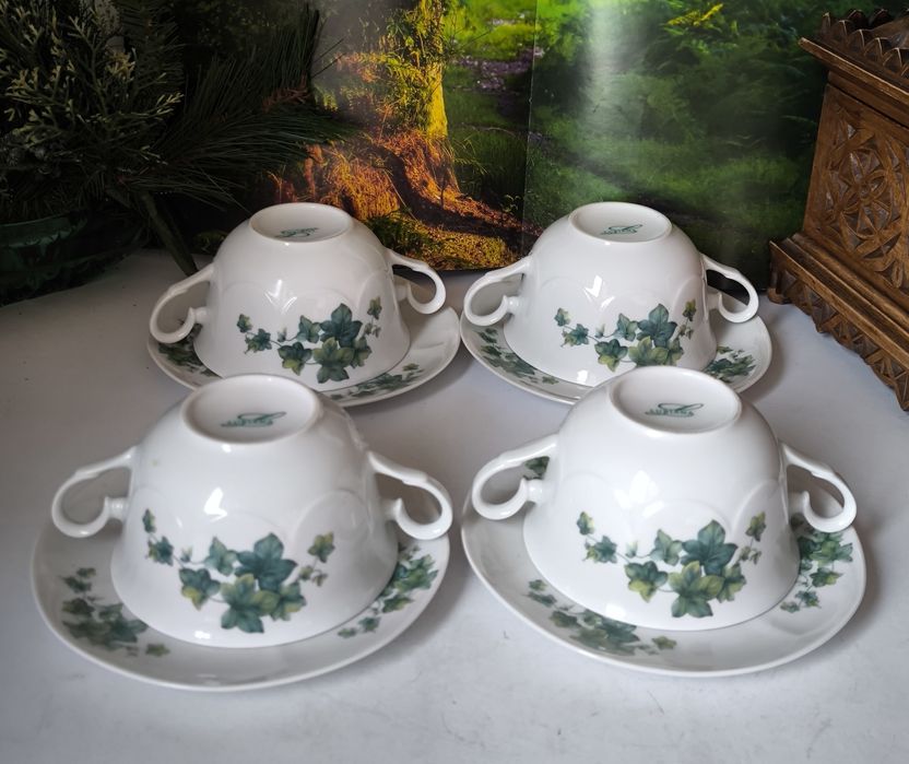 Bulionówki Lubiana  6  sztuk piękna stara porcelana