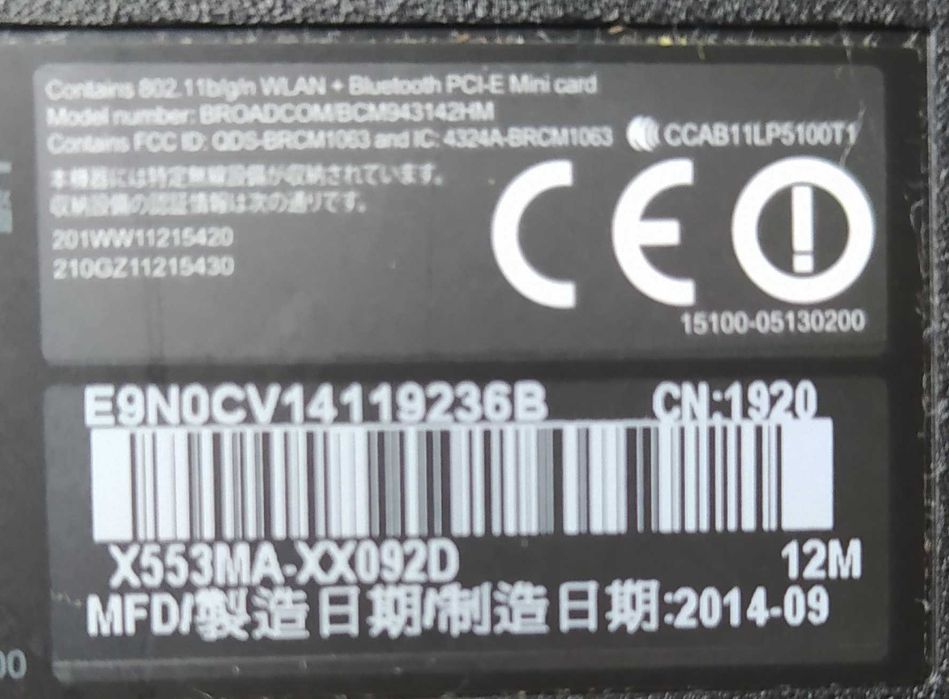 Asus X553MA 15,6"/Intel/HDD 500GB/ddr3 4GB