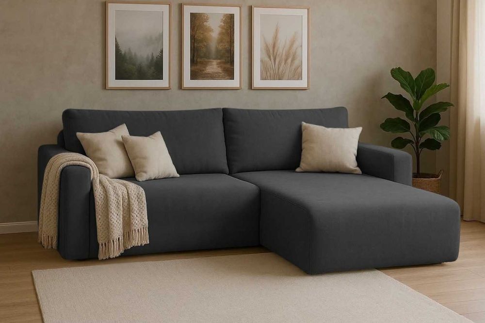 Narożnik Bergamo. Rogówka. Sprężyny bonell, pojemnik, automat, welur