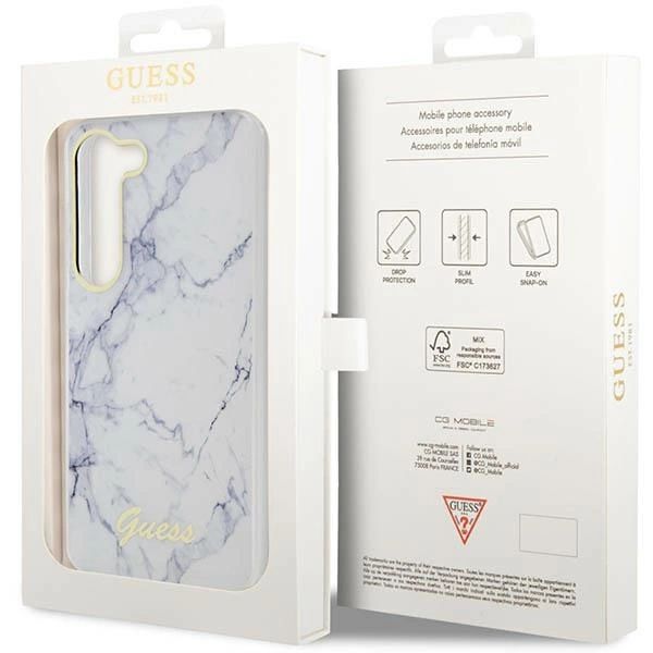 Etui Guess Marble Collection na Samsung Galaxy S23 - białe