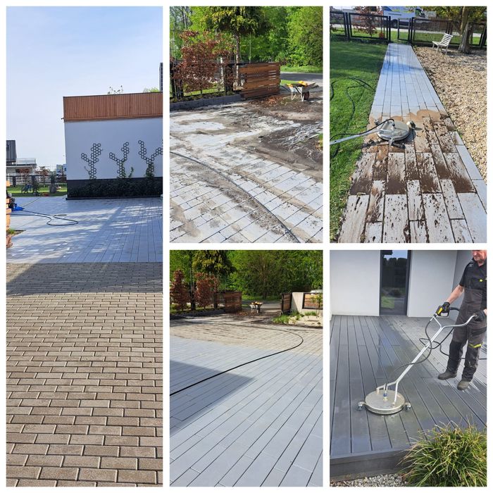 Mycie kostki brukowej, elewacji oraz dachów