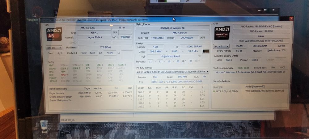 Laptop Dotykowy Lenovo IdeaPad Flex 4x2GHz/HD8400/4GB-Ram/500GB