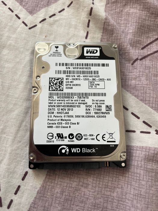 Dysk 2.5" WD Black 320GB 7200RPM SATA III laptop PC WD3200BEKX