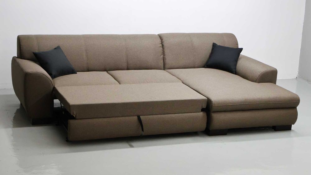 TLX Narożnik z funkcją spania brązowy kolor rozkładana rogówka sofa