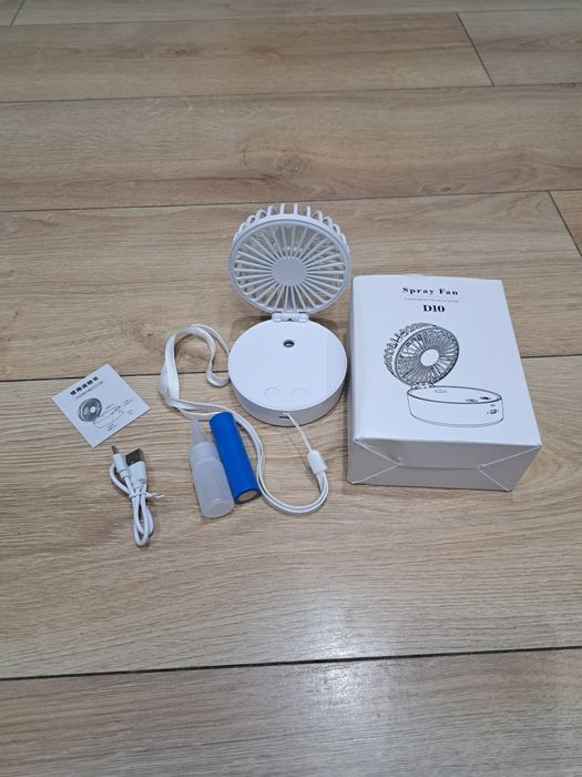 Mini wentylator biurkowy Geniboom Spray Fan D10 – mgiełka, 3 prędkości