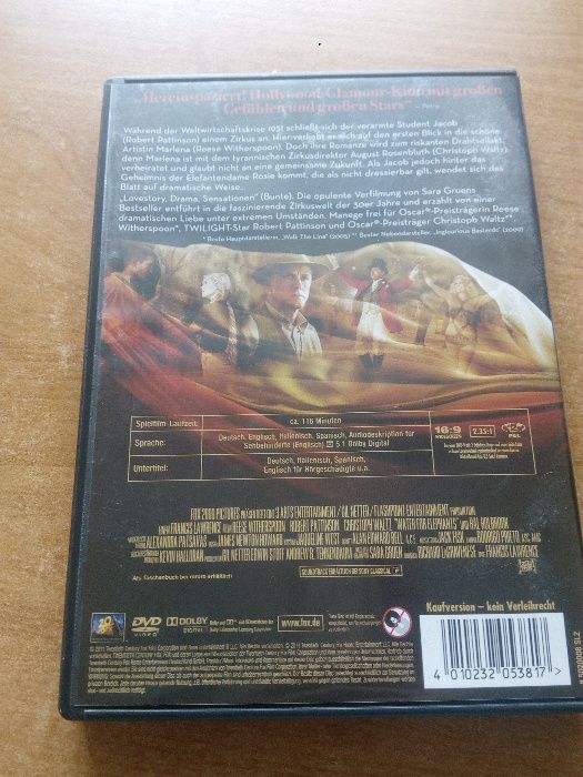 DVD "Water for elephants" 4 wersje językowe