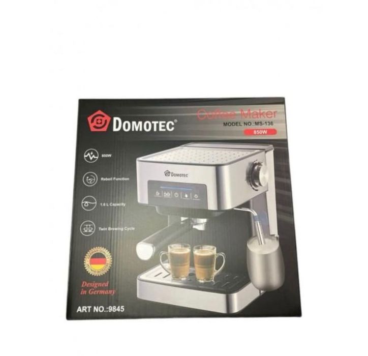 Кавоварка Domotec MS-136: 850 Вт, 15 бар, сенсорна панель, регулювання пари,підігрівання чашок кавомашина