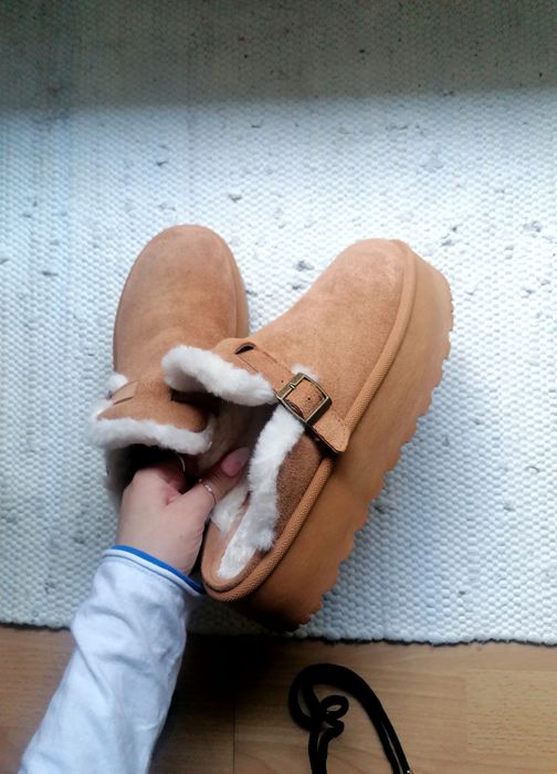 Brązowe damskie buty śniegowce mukluki kapcie 41