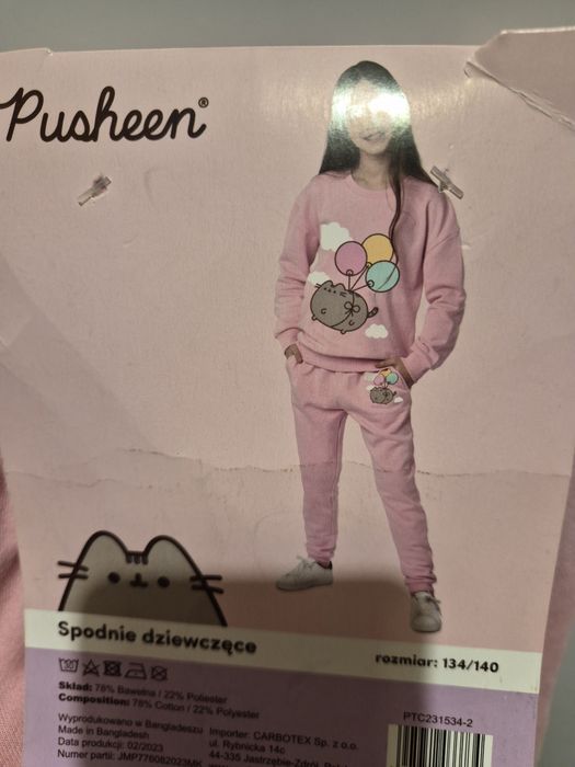 Spodnie dresy pusheen r.134/140 nowe