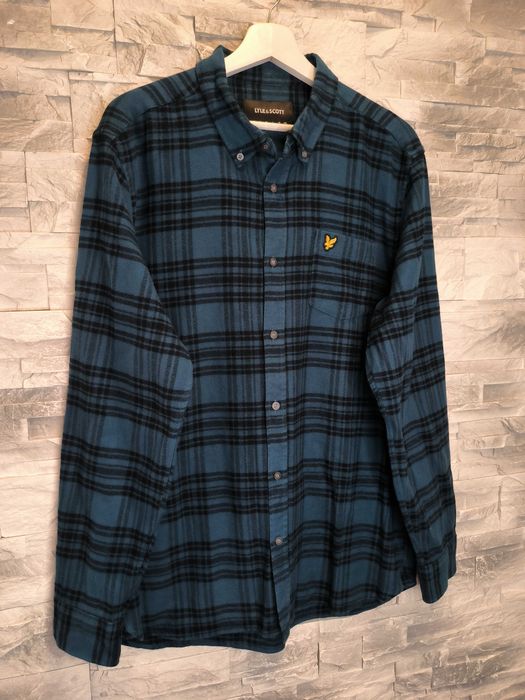 Koszula Lyle Scott Kratka Długi Rękaw Logo Niebieska XL