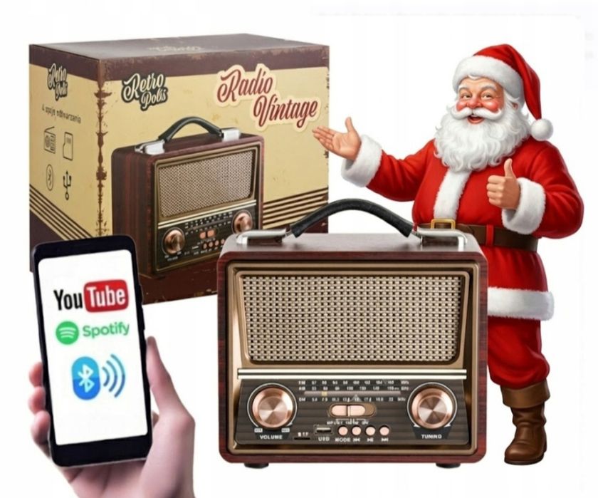 Портативне акумуляторне ретро радіо AM FM  Retropolis Memphis BT/ USB