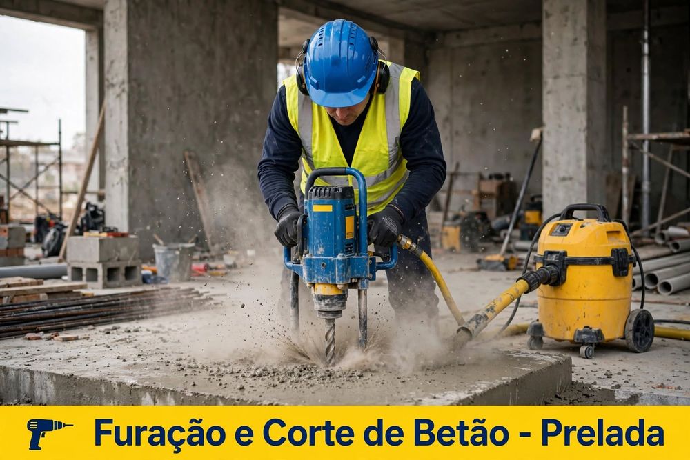 Furação e corte de betão Porto - Carotagem 250mm - Prelada - Sábados