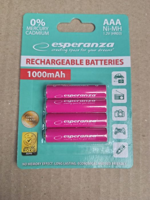 Аккумуляторы NiMH Esperanza 1000 mAh AAA Мини-пальчиковые Акумулятори