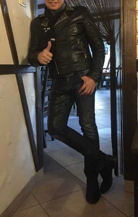 Versace for H&M | Casaco Biker em Pele Genuína | Edição Limitada | Como Novo