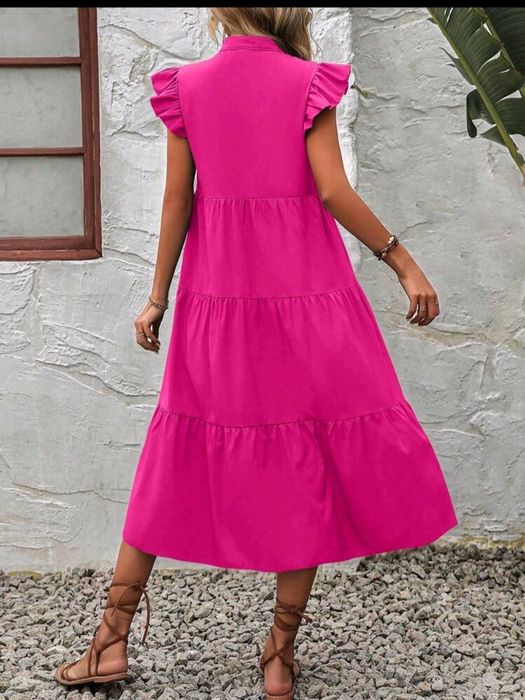 Lindo vestido de verão rosa tamanho M