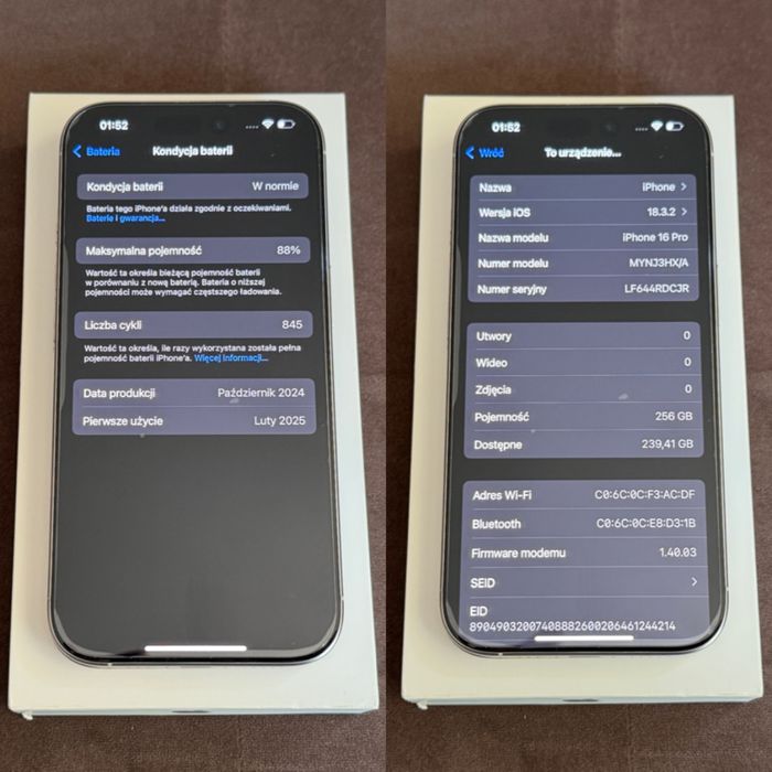 Apple iPhone 16 Pro 256GB White Titanium *jak nowy* etui Komplet! Media Expert!