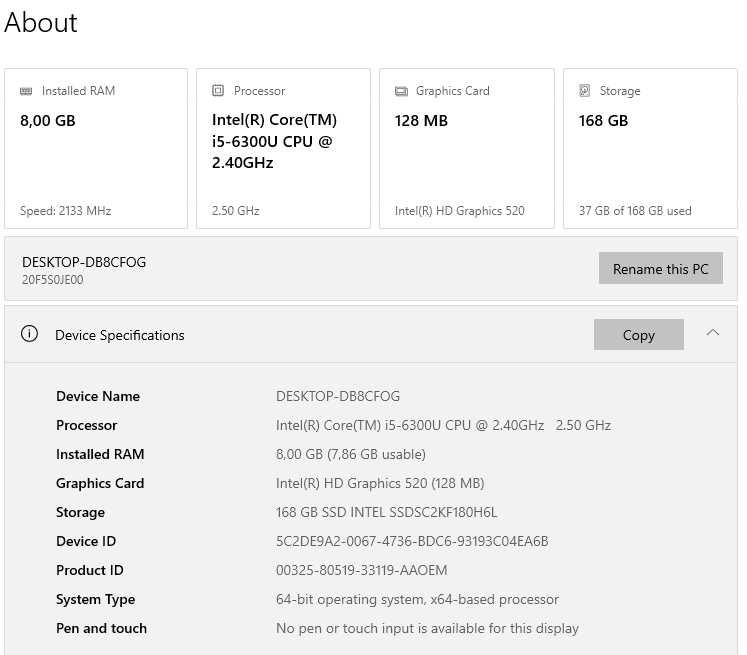 Lenovo X260 12,5' 6300U 8 GB 180 GB