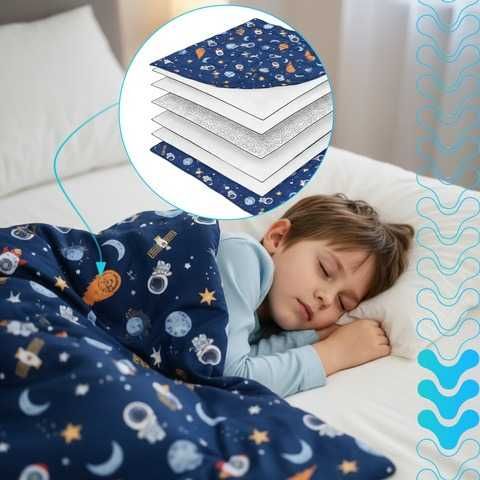 Сенсорна обтяжена дитяча ковдра 4кг 150x100 см темносиня Гравітаційна