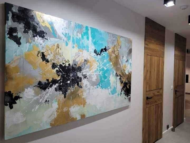 Obrazy ręczne malowane, złocenie, faktury na płótnie, dekoracje