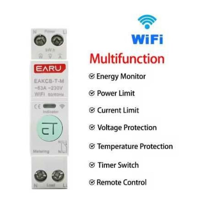 Розумне реле напруги, монітор EARU EAKCB-T-M Tuya 63А