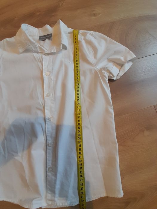 Koszula chłopięca z krótkim rękawem, biała. Rozmiar 134 (na 10 lat )