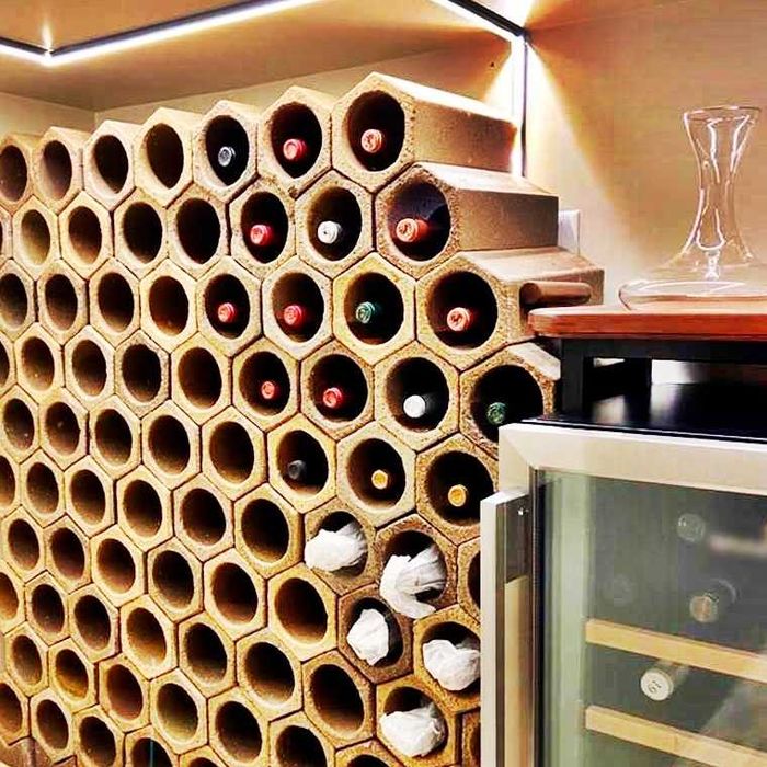 Garrafeira Sextavada Dupla em Barro