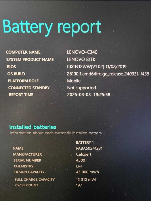 Bateria Lenovo IdeaPad C340-14 L18C4PF3 4ICP4/41/110 30%