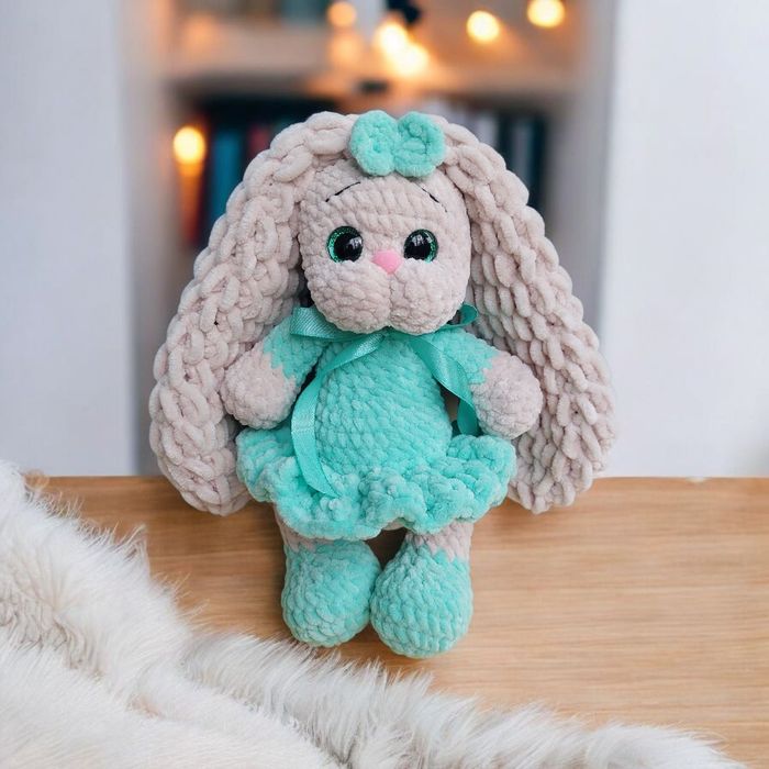 Мягкая именная игрушка зайчик, вязаные именные игрушки из плюшевой пряжи, игрушки с метрикой подарок  на выписку