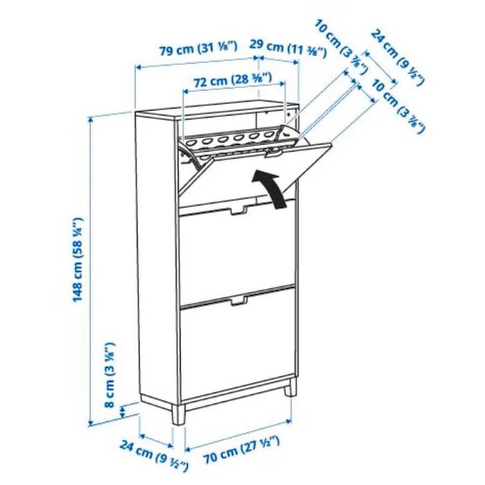 STÄLL Stall Szafka na buty, 3 przegrody 79x29x148 IKEA Nowa w kartonach