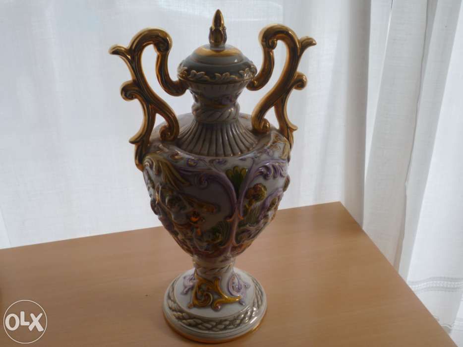 Hand-painted vase with gold-paint details