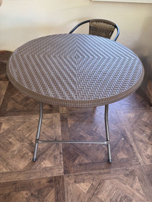 Стол круглый раскладной из иск.  ротанга