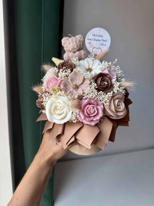 Flower boxy ze świec sojowych, wieczny bukiet świec, candle flower box