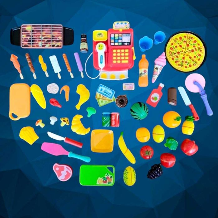 Zestaw zabawkowy sklep, art. spożywcze, grill, kuchnia