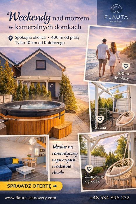 Całoroczne domki nad morzem z prywatną balią, sauna I jacuzzi