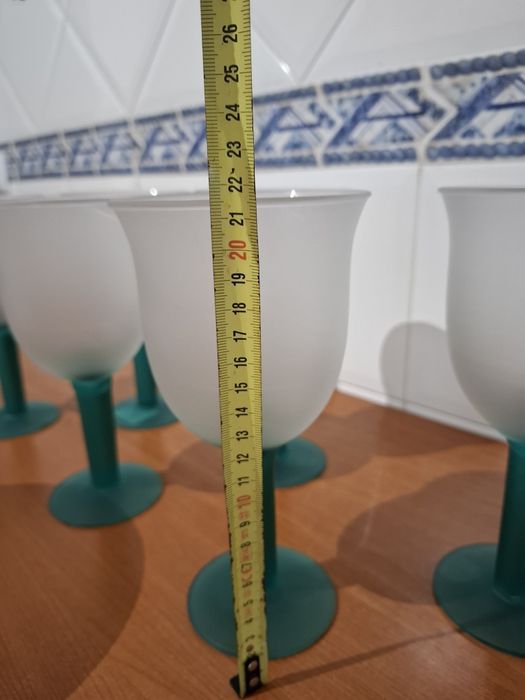 Conjunto Vintage de Taça e 6 Copos em Vidro Fosco – Vidrios do Levante Spain